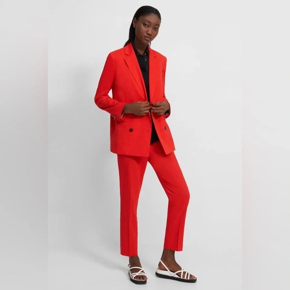 NEW Theory Women's Piazza Jacket in Scarlet Size 8 Color Red - Picture 2 of 9